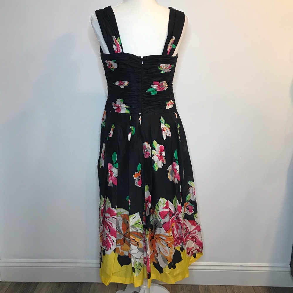 SOLD|Jones New York Floral Fit & Flare Black Dress - Picture 7 of 9